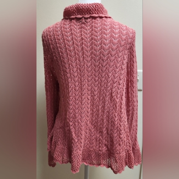 Women's Size Large Ruffled Crocheted Cardigan - Picture 3 of 5